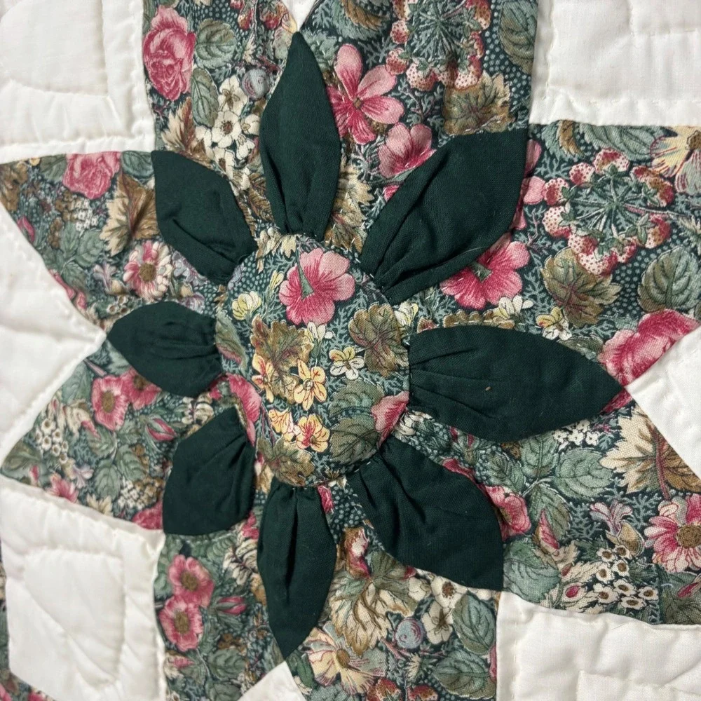 Vintage Handmade Quilted Ruffled Pillow Covers/Shams Set Cottage Boho 15